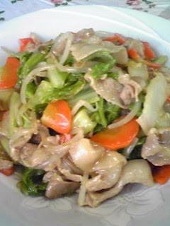 A picture of Stir-Fried Chinese Cabbage and Pork Belly in Thick Sauce.