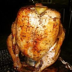 A picture of Beer Can Chicken.