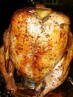 A picture of Beer Can Chicken.