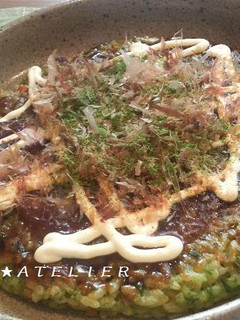 A picture of Simple Springy Okonomiyaki Made with Leftover Rice.