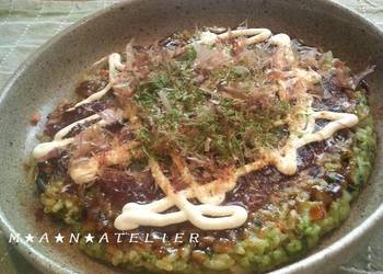 How to Cook Appetizing Simple Springy Okonomiyaki Made with Leftover Rice