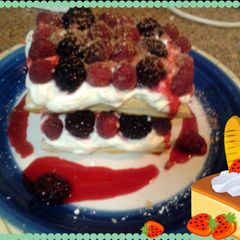 A picture of Amy's Raspberry Mille Feuille with Berry Compote ..