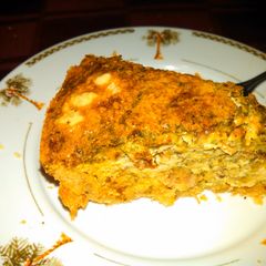 A picture of Healthier Broccoli Spinach (&bacon) Quiche with savory crust.