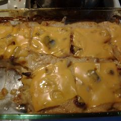 A picture of AuGratin Potatoes with Ham.