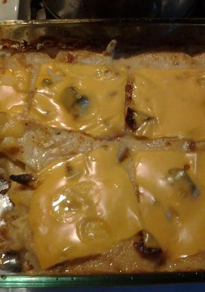 A picture of AuGratin Potatoes with Ham.