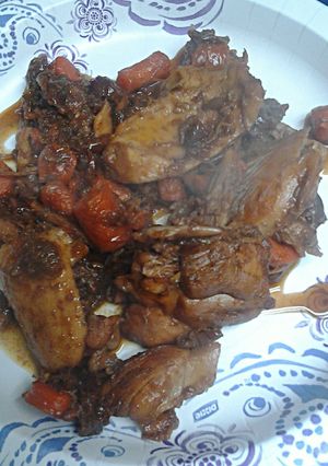 A picture of Cherry chicken with carrots.