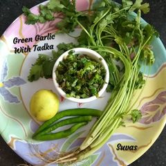 A picture of Green Garlic with Tadka.