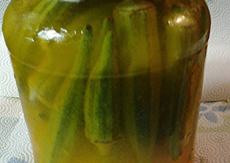 Steps to Prepare Quick Pickled okra, Refrigerator pickled okra