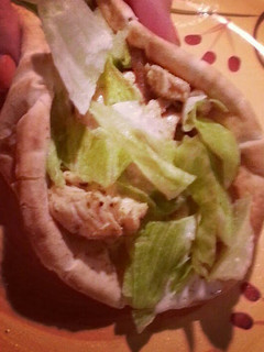 A picture of Chicken Gyros with Tzatziki Sauce.