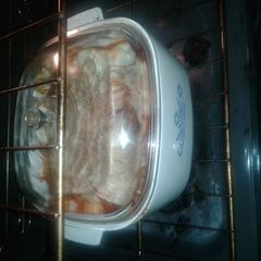 A picture of Frankenstein spaghetti and chicken bake.