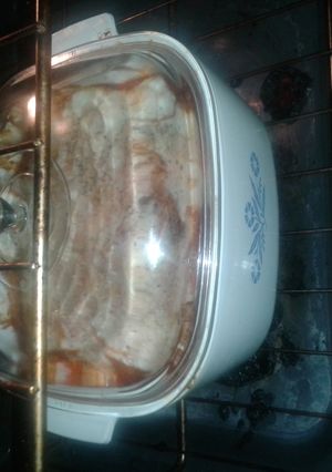 A picture of Frankenstein spaghetti and chicken bake.