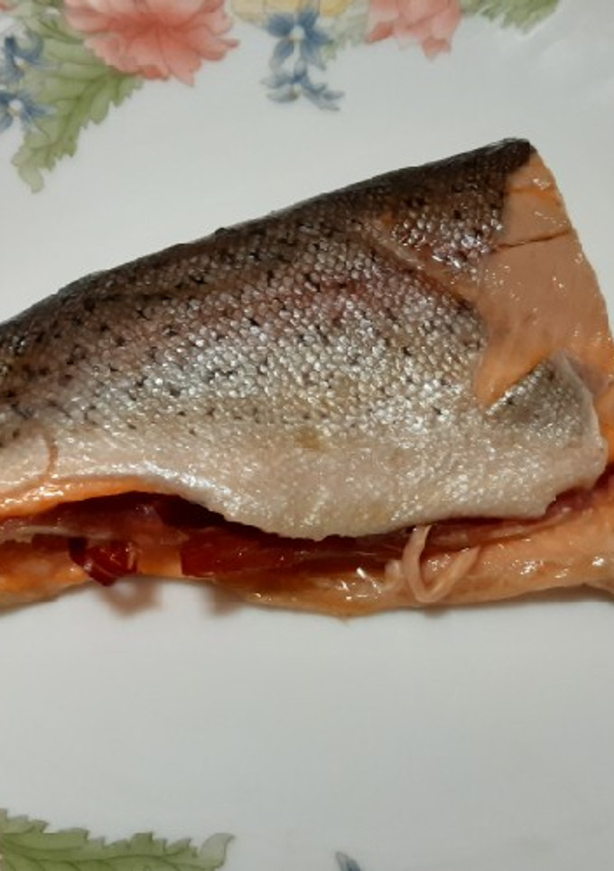 Una foto de Trucha con jamón ibérico en airfryer