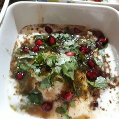 Dahi bhalla chat A picture of Dahi bhalla chat.