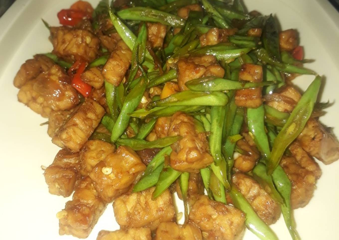 Oseng tempe buncis manis pedas
