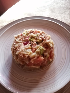 Una foto de Timbal de verduras y atún
