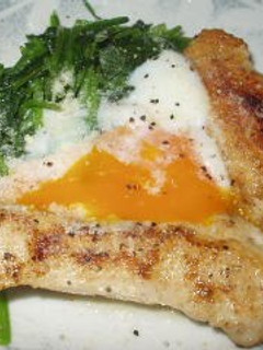 A picture of Chicken and Spinach Saute with Soft-Boiled Eggs.