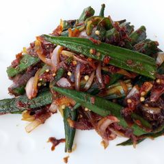 A picture of Spicy Okra /Sambal Okra.