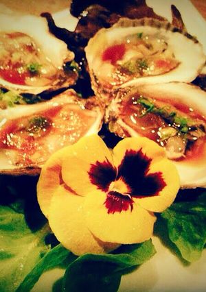 A picture of Raw Oysters With Ponzu Sauce.