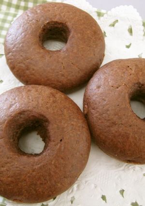 A picture of Simple Baked Doughnuts Made with Pancake Mix, Tofu & Chocolate Bar.