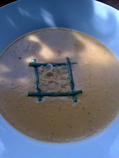 A picture of Sig's Kumara, Potato and roasted Garlic soup..