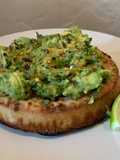 Smashed avocado(gaucamole style) on toasted crumpet