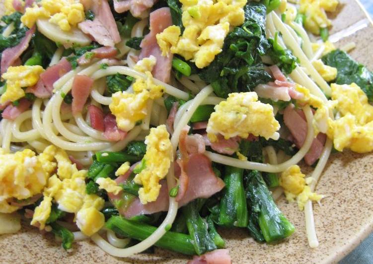 Spring Pasta (Aglio, Olio e Peperoncino) with Nanohana Greens