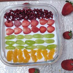 A picture of Fresh fruit biscuit pudding.