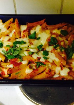 A picture of Andry’s Chicken Parmesan Baked Penne.