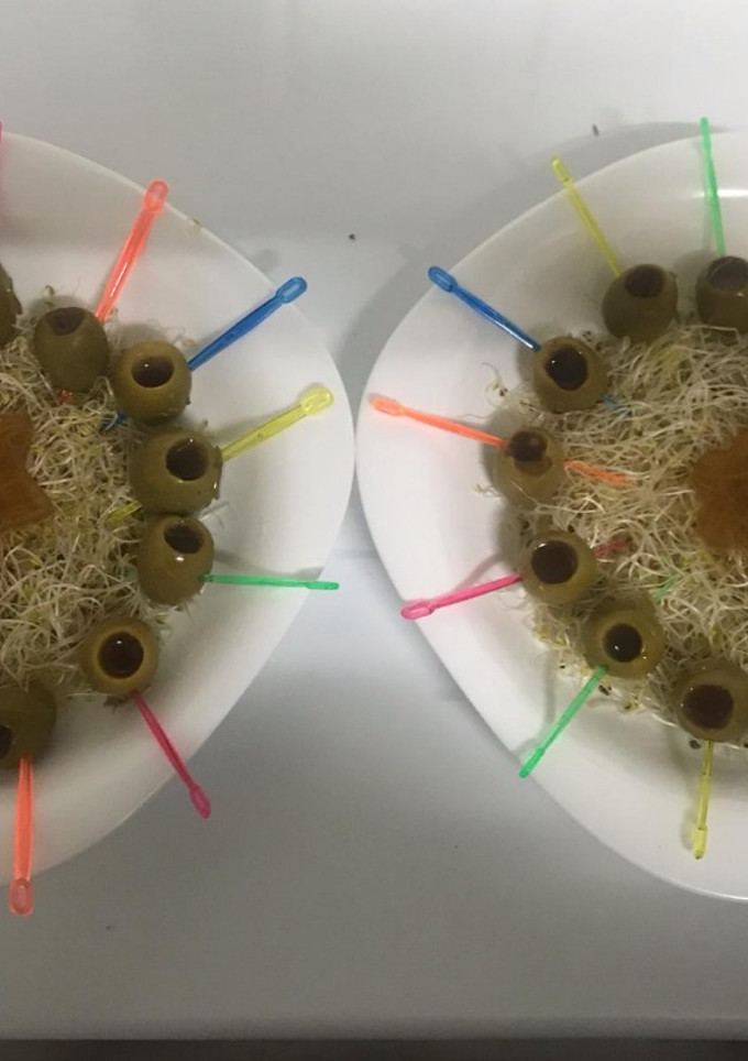 Una foto de Aceitunas rellenas de gelatinas de vermú y de cerveza