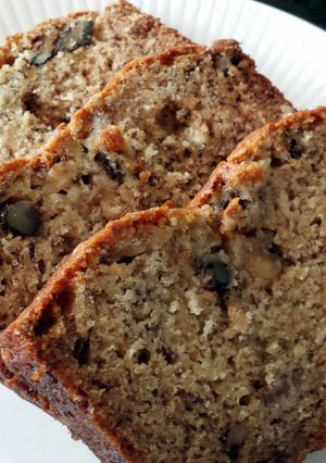 A picture of super easy, super moist banana bread.