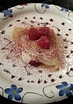 A picture of Tinklee's Raspberry Crepes.