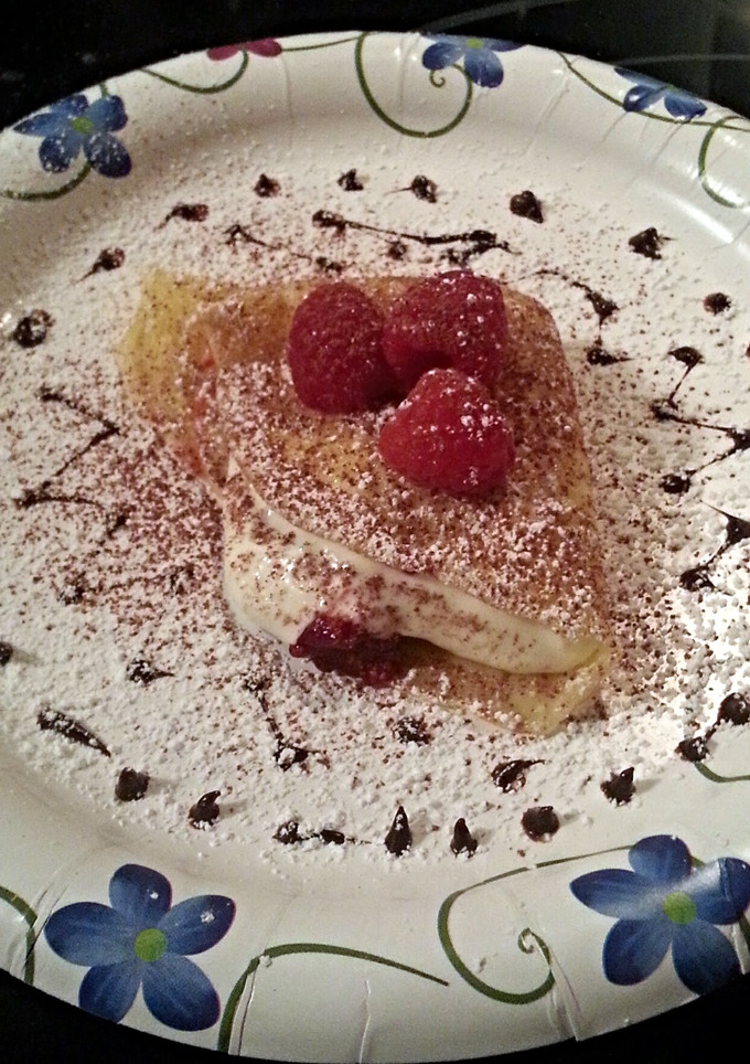 A picture of Tinklee's Raspberry Crepes.