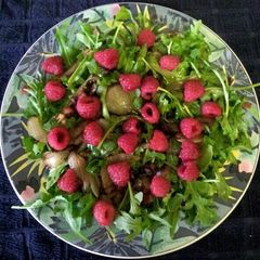 A picture of Balsamic Raspberry Arugula Salad - Vegan.