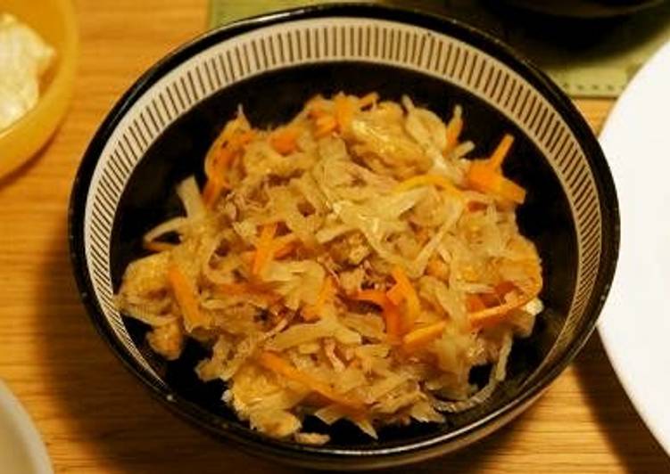 Steps to Make Award-winning Simmered Kiriboshi Daikon, Tuna, Carrot, and Aburaage