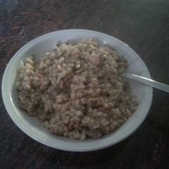 A picture of Risotto with Mushrooms and Maltese Sausage.