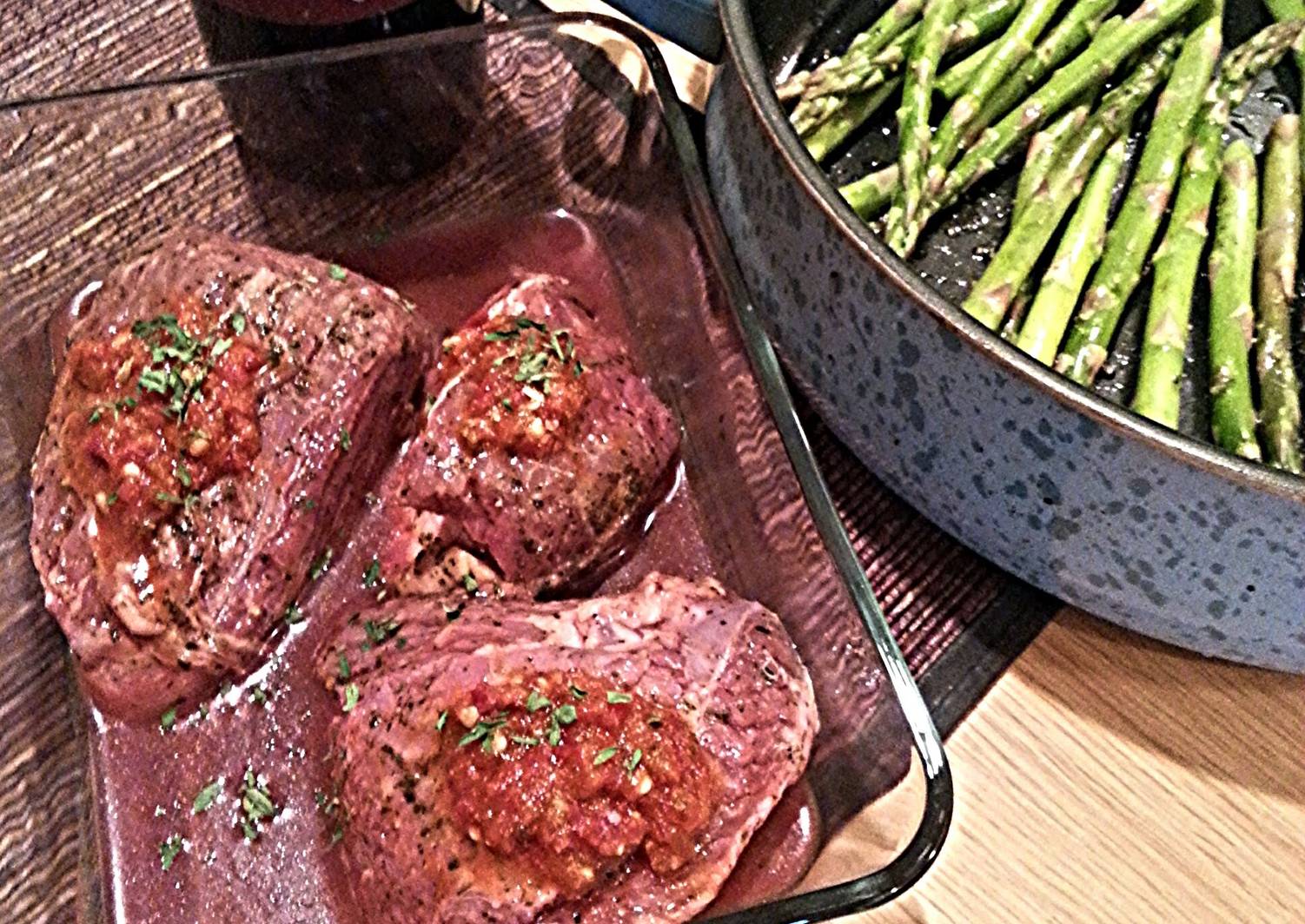 Filet Mignon With Red Wine Chili Garlic Sauce & Teriyaki Sauteed