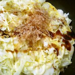 A picture of Mochi, Cabbage, and Egg Okonomiyaki - Ultra Easy!.
