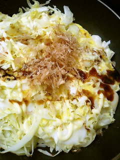 A picture of Mochi, Cabbage, and Egg Okonomiyaki - Ultra Easy!.
