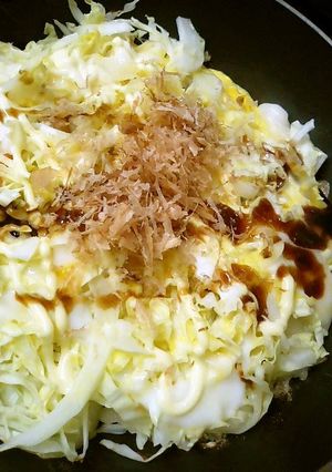 A picture of Mochi, Cabbage, and Egg Okonomiyaki - Ultra Easy!.