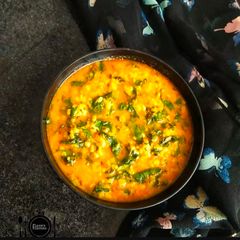 A picture of Mung daal with palak /spinach daal.