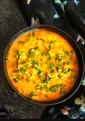 A picture of Mung daal with palak /spinach daal.