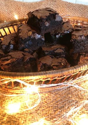 A picture of Dark chocolate fudge brownie.