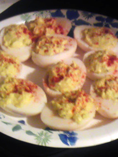 A picture of My wifes deviled eggs.