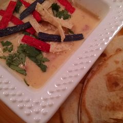 A picture of Cheesy Tortilla Soup.