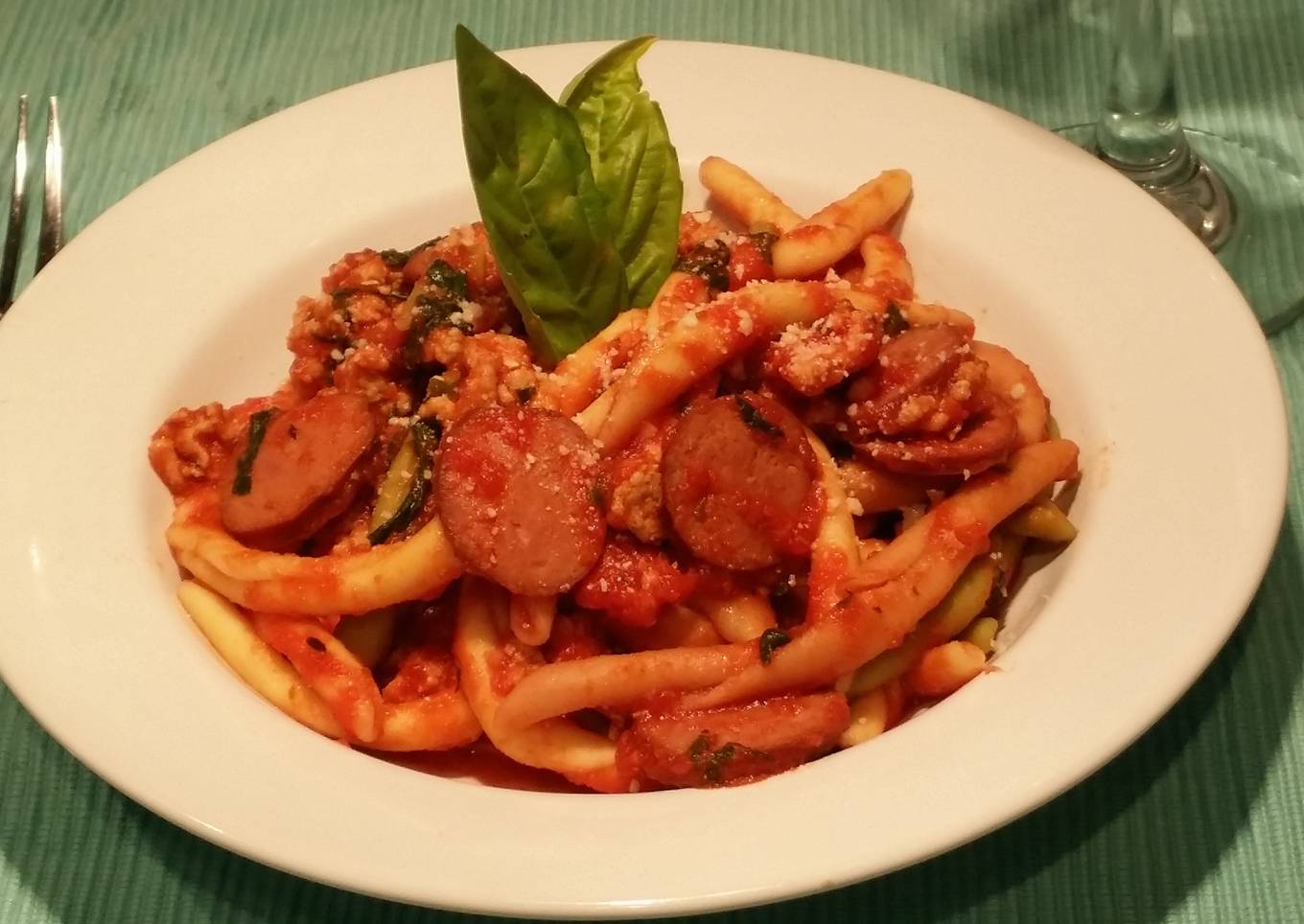 Sausage and Turkey Tri-Coloured Pasta