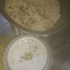 A picture of Mutton palao in yogurt and yakhni.