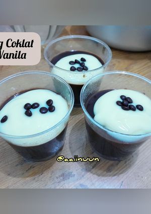 Foto resep Puding Coklat Vla Vanila 🍮