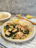 Bocconcini di pollo al curry con spinacino