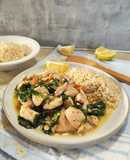 Bocconcini di pollo al curry con spinacino
