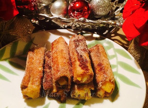 Una foto de Rollitos de pan francés rellenos de mi cocina😋😋